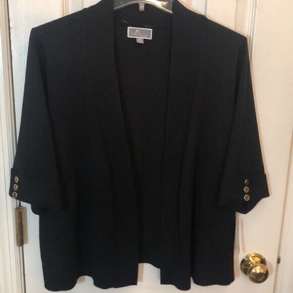 Black Shrug Cardigan 2X Rayon Blend NWT, Open Front Pit to Pit 23 1/4" - Picture 3 of 13